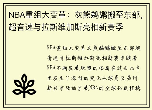 NBA重组大变革：灰熊鹈鹕搬至东部，超音速与拉斯维加斯亮相新赛季